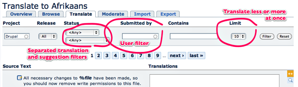 New filtering functionality